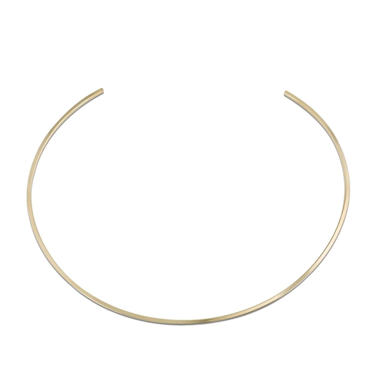 Gold necklace hoop on a white background