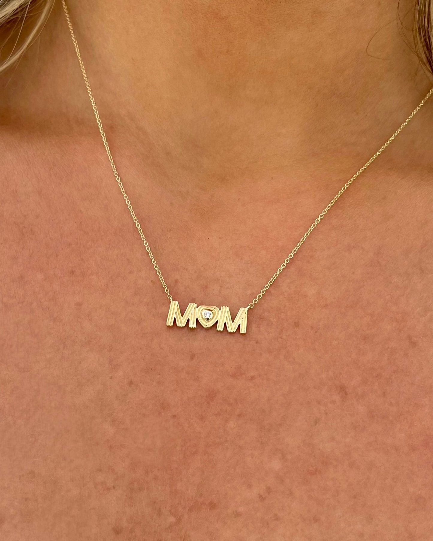 14kt yellow gold diamond mom necklace  @dylanjamesjewelry.com