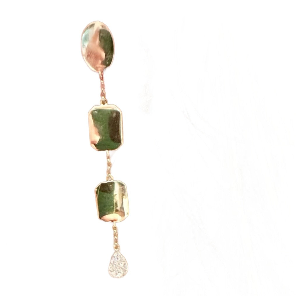 14kt yellow gold diamond pebble hanging earrings @dylanjamesjewelry.com