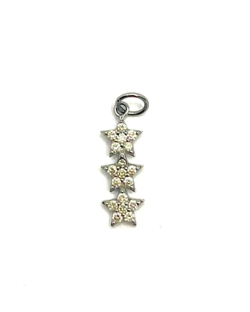 silver diamond three star drop charm @dylanjamesjewelry.com