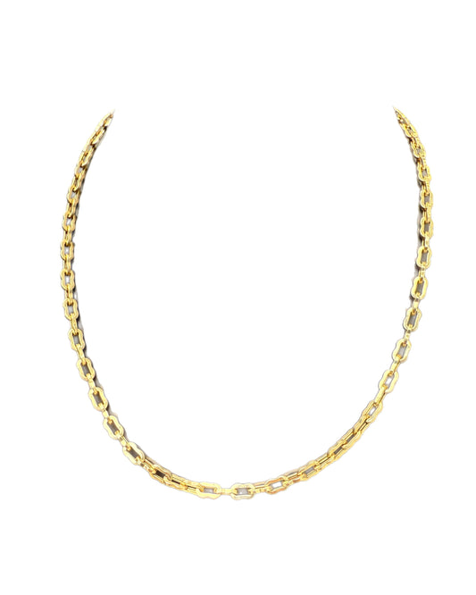 Gold chain necklace on a white background