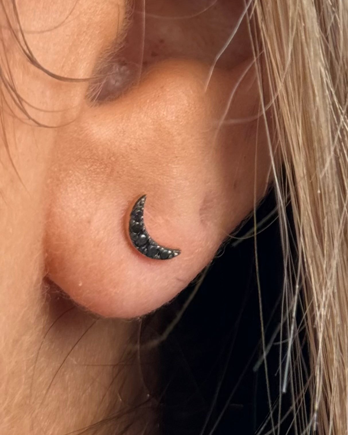 black diamond crescent stud earrings @dylanjamesjewelry.com