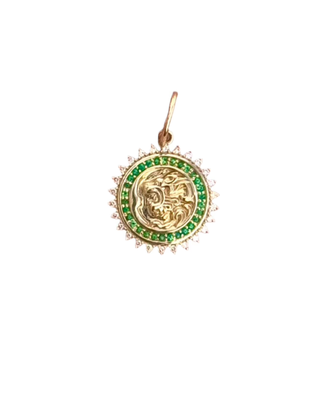 FIERCE Gold Diamond Emerald Charm