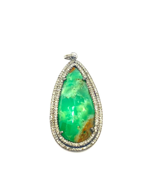 silver diamond amazonite pendant charm  @dylanjamesjewelry.com