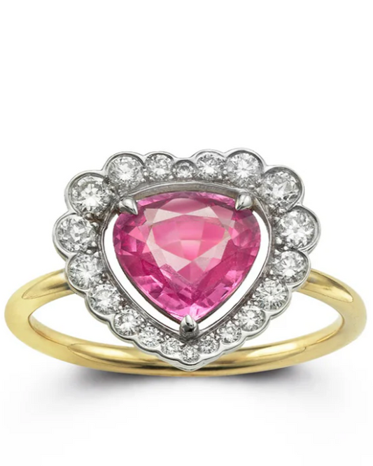 nora kogan pink spinel diamond ring heart ring