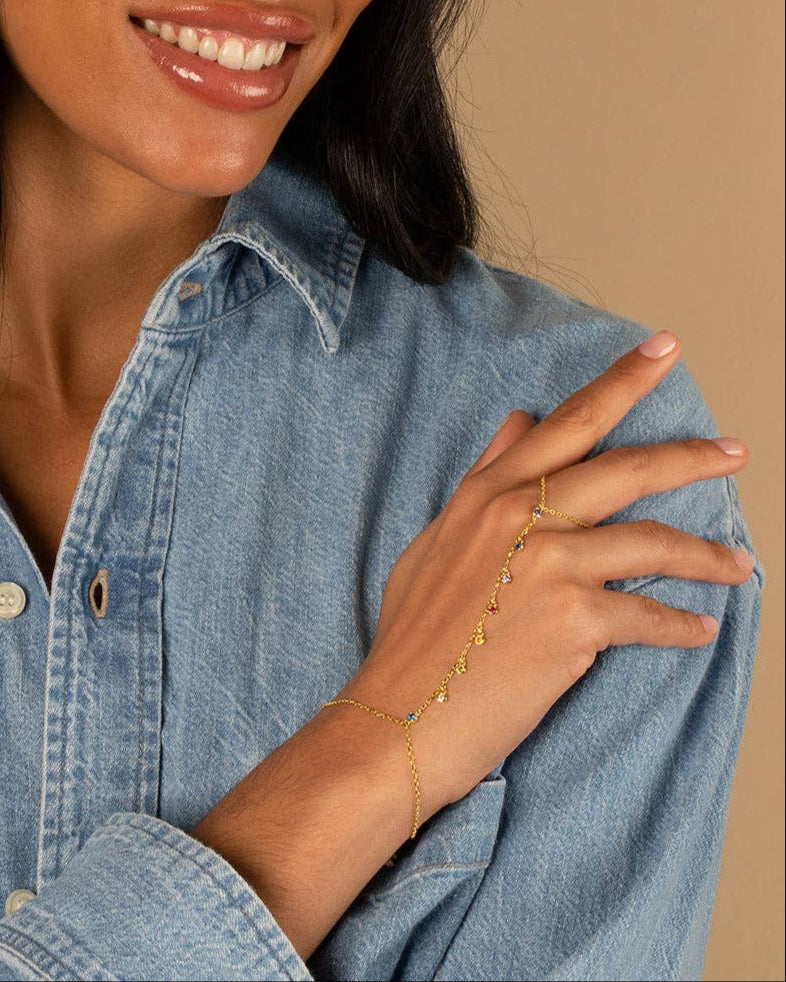 ADINA EDEN CZ Bezel Shaker Hand Chain