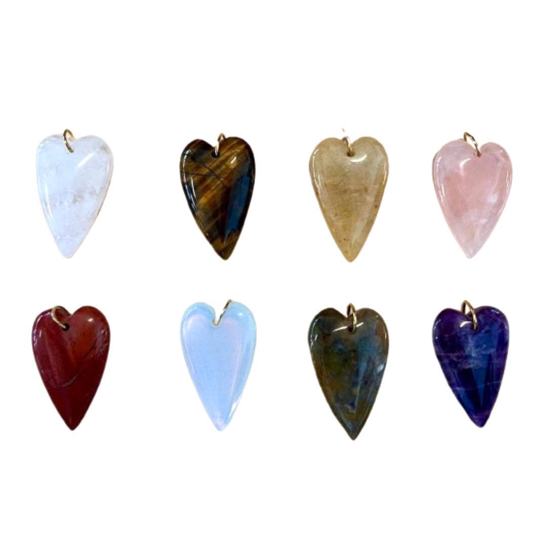 OIYA Gemstone Heart Leather Necklace