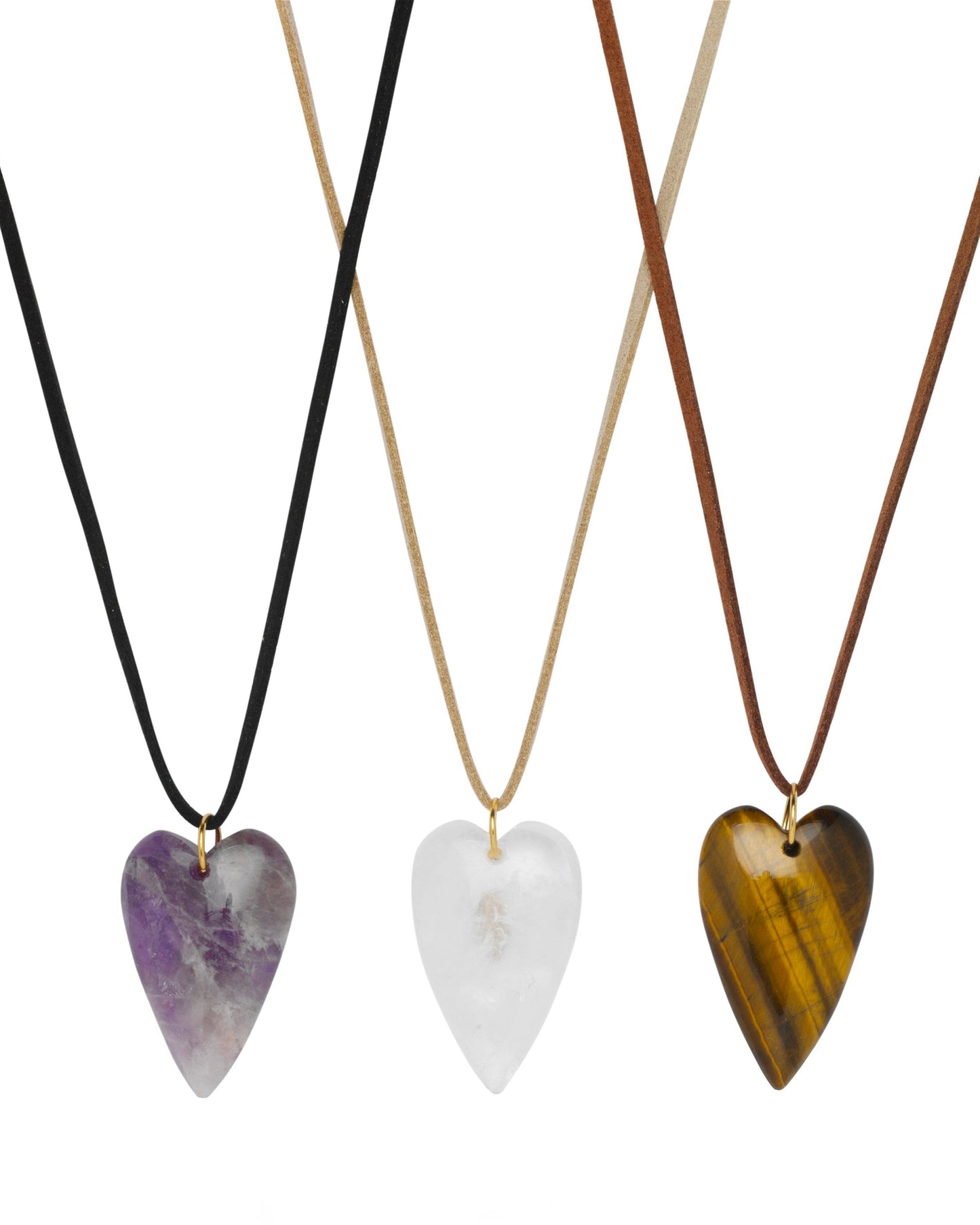 OIYA Gemstone Heart Leather Necklace