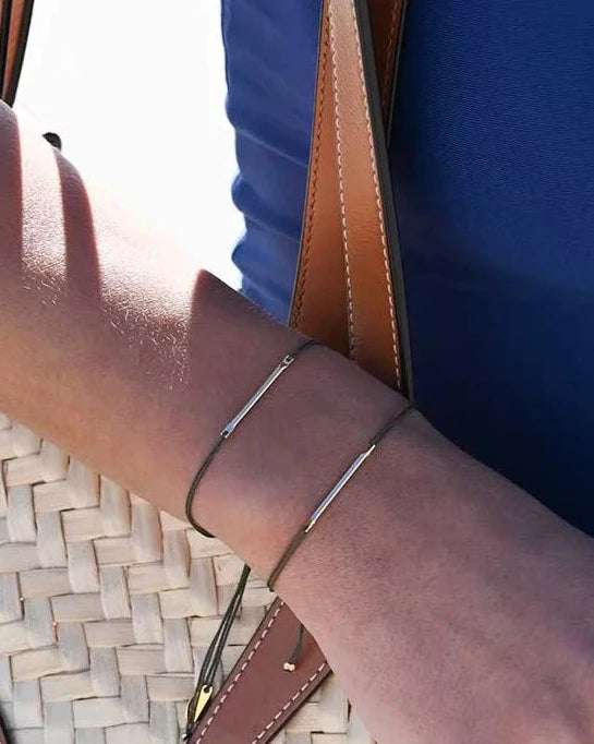 cord bracelet gold bar @dylanajmesjewelry.com