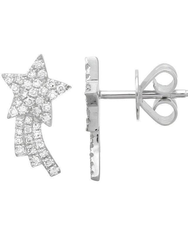 white gold diamond shooting star stud earrings @dylanjamesjewelry.com