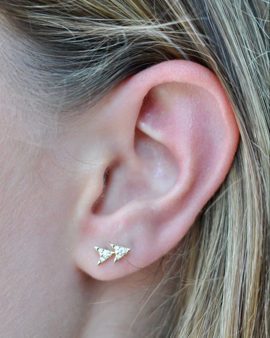 SKY TWO Diamond Stud Earrings