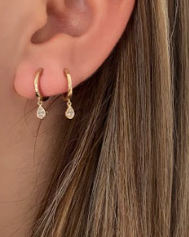 PEAR Diamond Drop Huggie