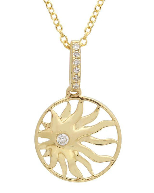 14kt yellow gold diamond sun pendant  @dylanjamesjewelry.com