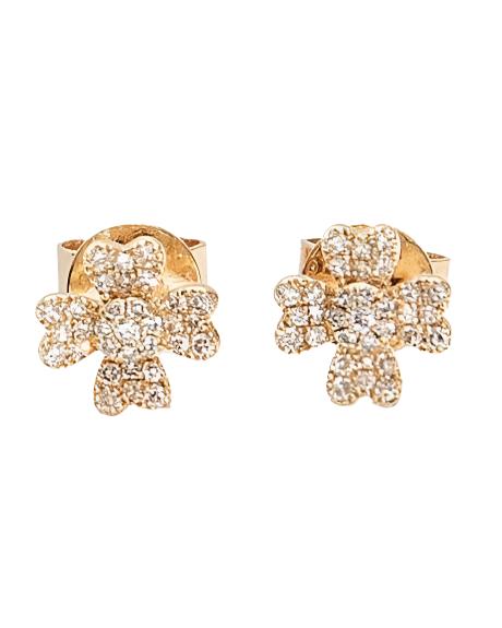 gold diamond flower clover earrings studs @dylanjamesjewelry.com