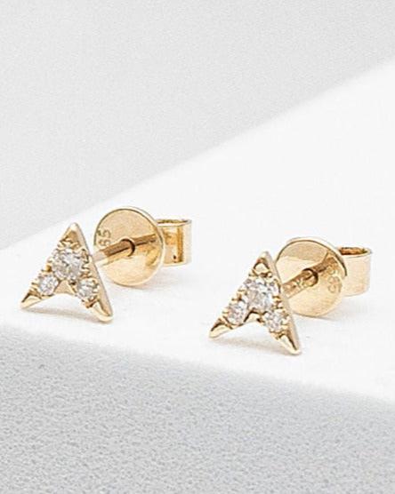 14kt yellow gold diamond arrow tip stud earrings @dylanjamesjewelry.com