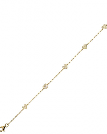 Gold bracelet with star-shaped charms on a white background