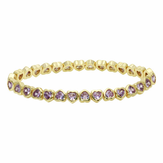 MINI Purple Stretchy Bezel Heart Bracelet