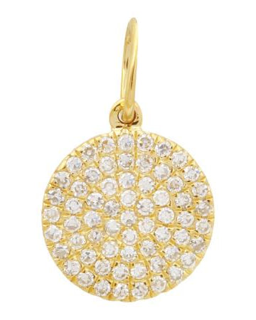 Gold pendant with clear gemstones on a white background