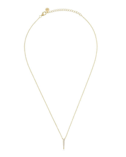 Gold necklace with a small pendant on a white background