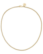 Gold chain necklace on a white background