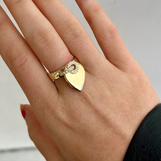 yellow gold diamond mobale charm ring @dylanajmesjewelry.com