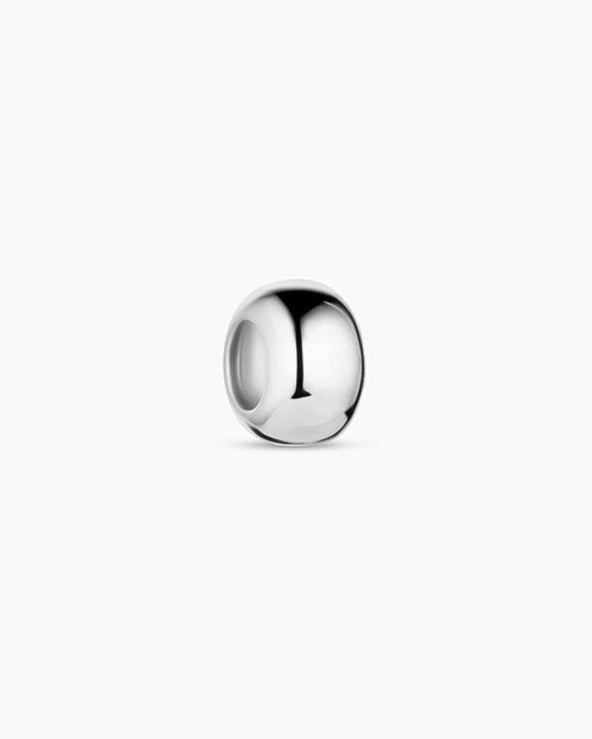 Silver bead charm on a white background