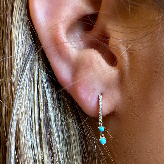 gold diamond and turquoise drop earring  @dylanjamesjewelry.com