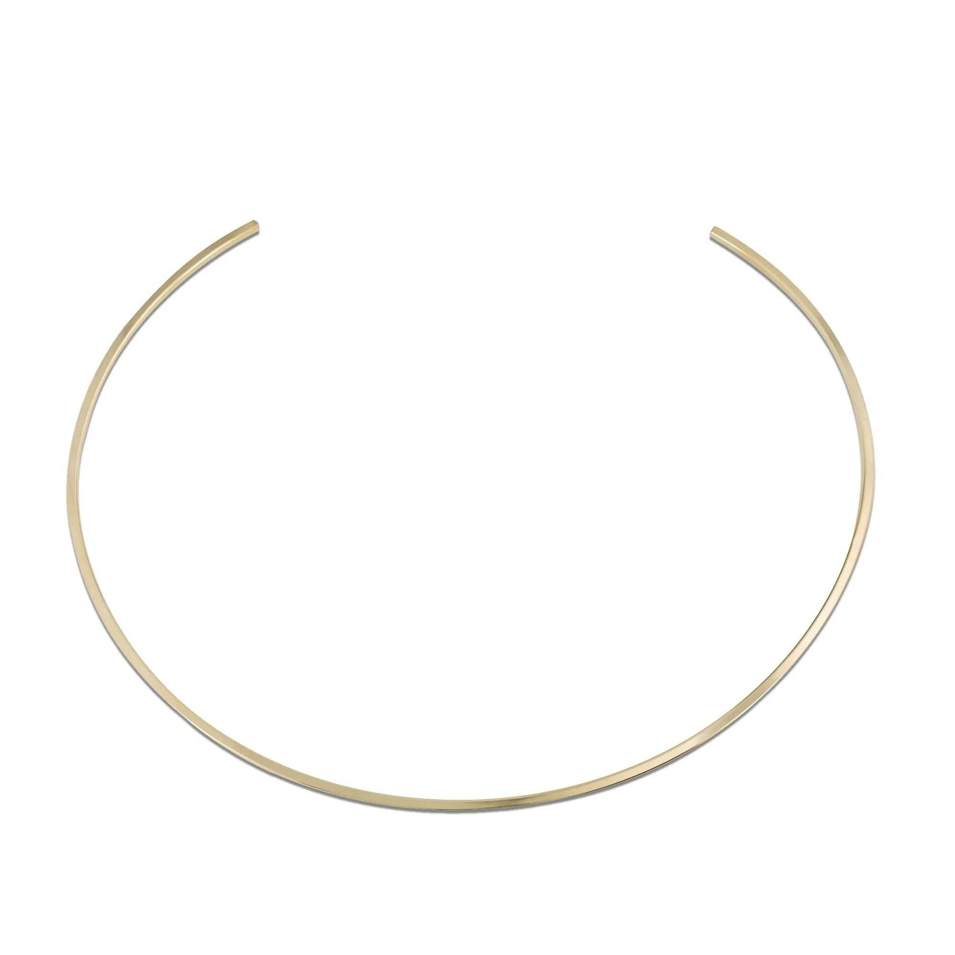Gold necklace hoop on a white background
