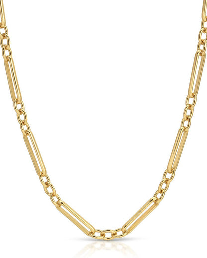 Gold chain necklace on a white background