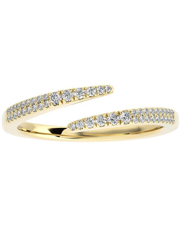 yellow gold and diamond thin cross over ring