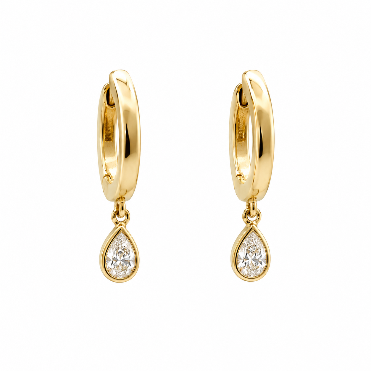 PEAR Diamond Drop Huggie
