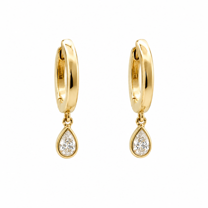 PEAR Diamond Drop Huggie