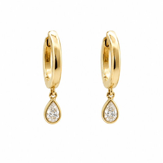 PEAR Diamond Drop Huggie