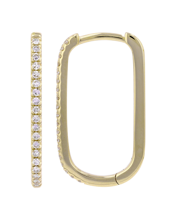 Gold hoop earrings with embedded stones on a white background