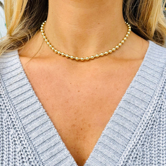 Heavy Gold ball chain coker necklace @dylanjamesjewelry.com