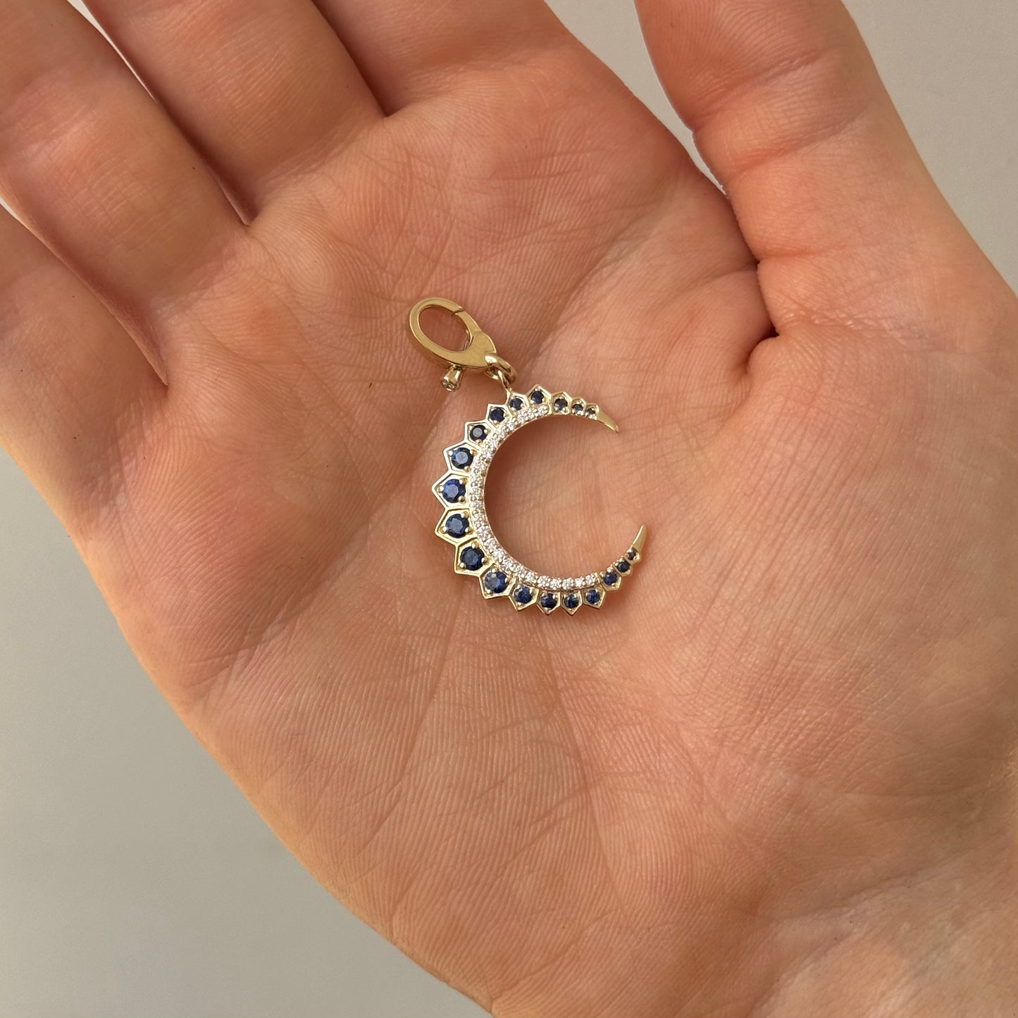 BLAKE Diamond Sapphire Crescent Pendant