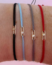 14kt yellow gold diamond cord bracelet red, black, grey, baby blue  @dylanjamesjewelry.com