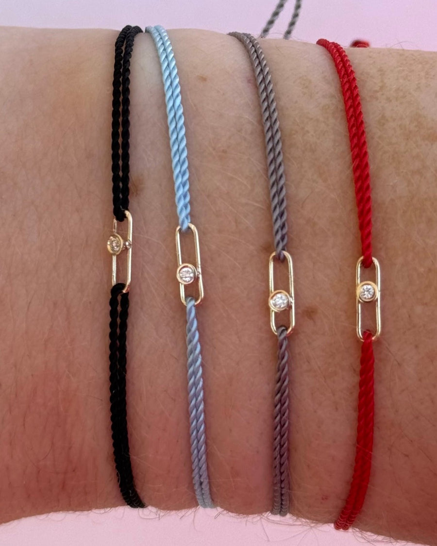 14kt yellow gold diamond cord bracelet red, black, grey, baby blue  @dylanjamesjewelry.com