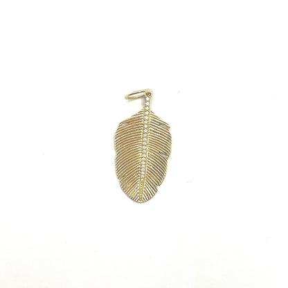 yellow gold diamond feather pendant charm @dylanajmesjewelry.com