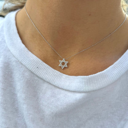 white gold diamond star of david on chain