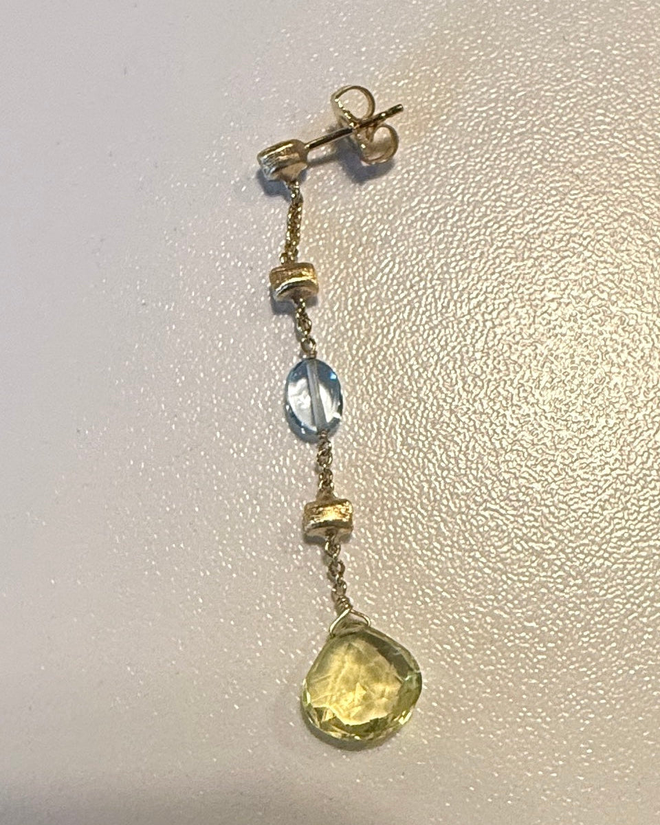 MARCO Bicego Yellow Gold Semi-Precious Stone Drop Earrings – Citrine & Blue Topaz