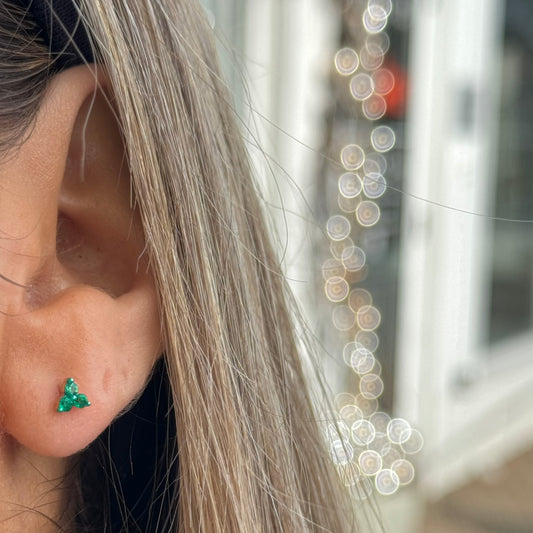 emerald stud gold green rhodium  @dylanjamesjewelry.com