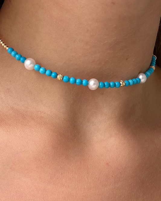 DANIELLE Gold Turquoise Pearl Necklace