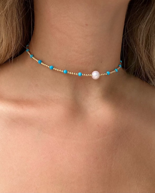 DIANE Gold Turquoise Pearl Necklace