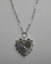 sterling silver diamond heart pendant on oxidized silver chain  @dylanjamesjewelry.com