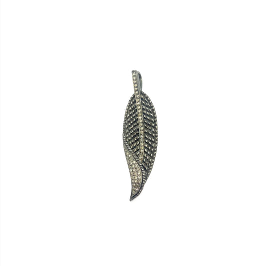 sterling silver diamond feather charm pendant @dylanjamesjewelry.com