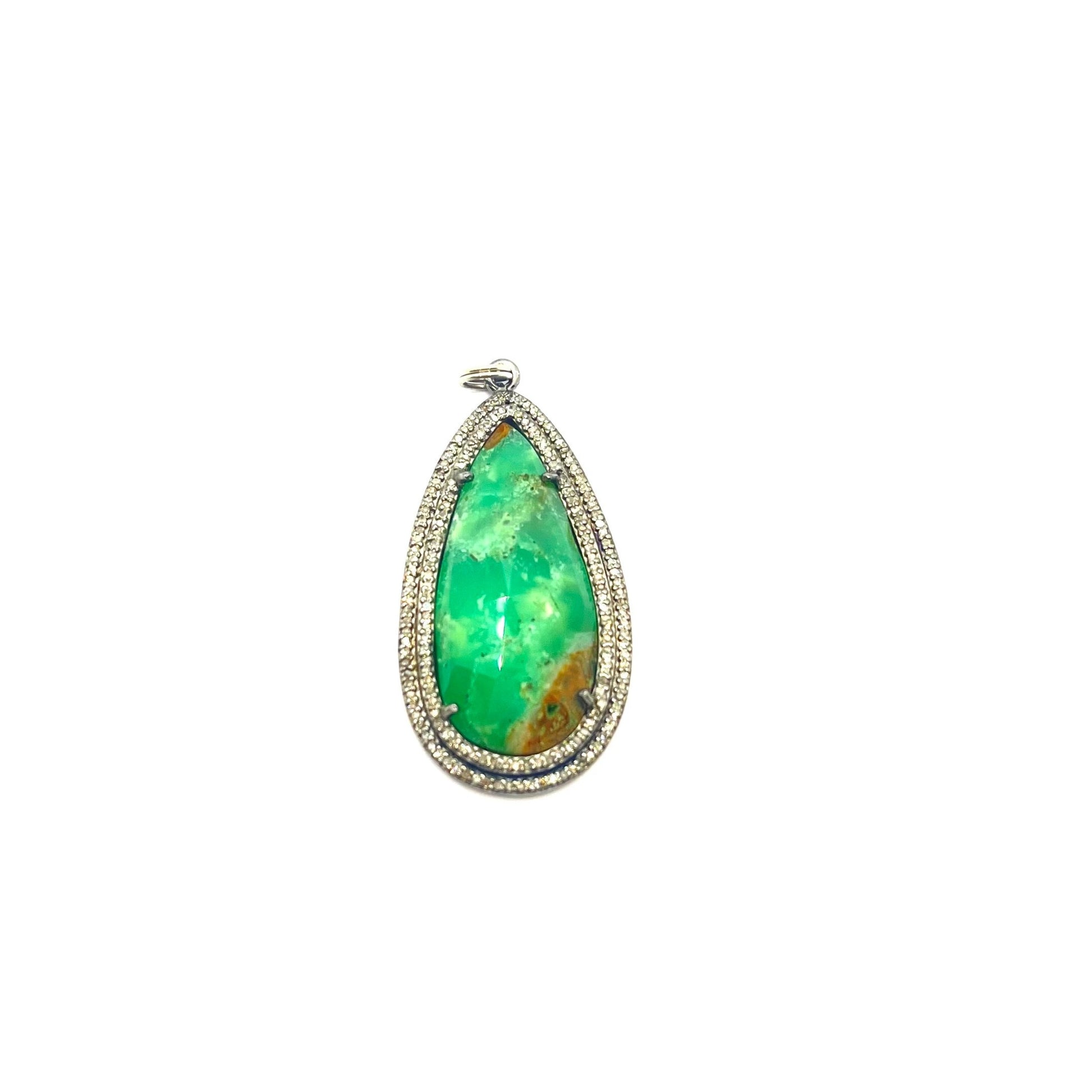 silver diamond amazonite pendant charm  @dylanjamesjewelry.com