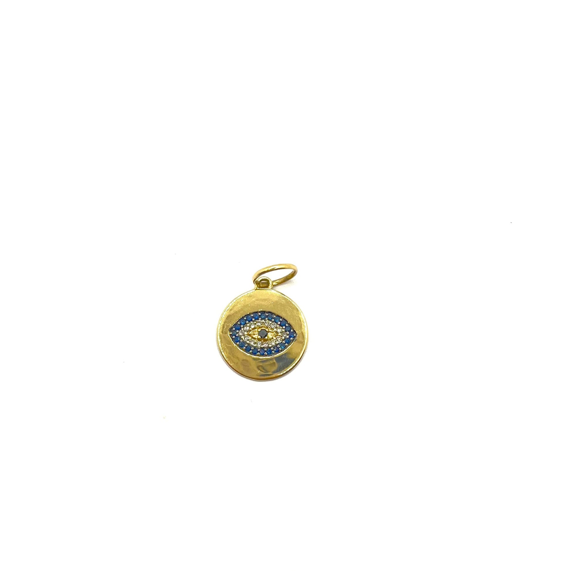 gold diamond sapphire evil eye pendant charm  @dylanjamesjewelry.com