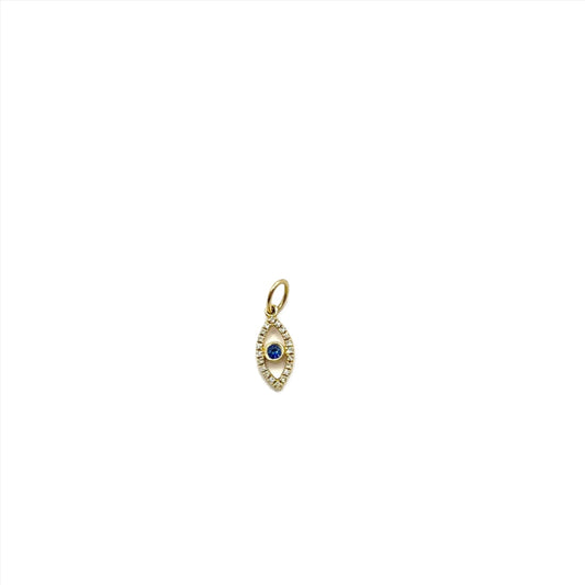 14kt yellow gold diamond sapphire evil eye charm  @dylanjamesjewelry.com