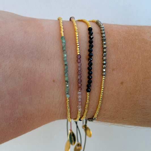 gold and stone beaded bracelets  @dylanjamesjewelry.com